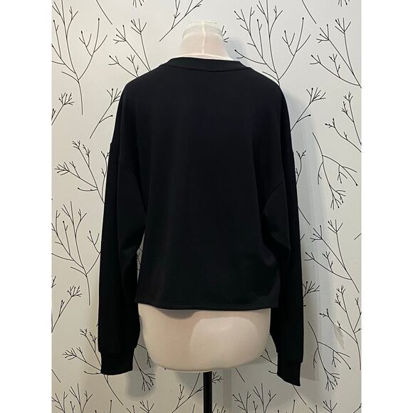 PONY Black White Spellout Crewneck Oversized Cropped Sweatshirt MEDIUM Retro - Picture 4 of 6